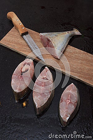 Fresh sea fish sliced and ready for cooking Stock Photo