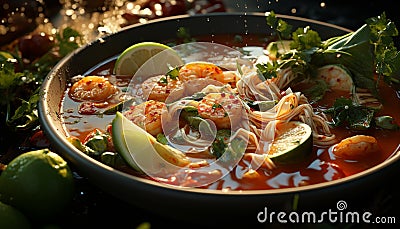 Fresh seafood, gourmet meal, healthy eating, lemon, lime, cooked fish generated by AI Stock Photo