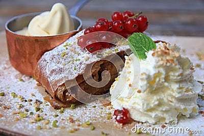 Fresh self made Apple Strudel in Austria Stock Photo