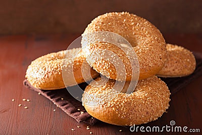 Fresh sesame bagel for breakfast Stock Photo