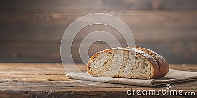 Fresh slice bread on the table copy space Generative By AI, copy, bread, slice, table Stock Photo