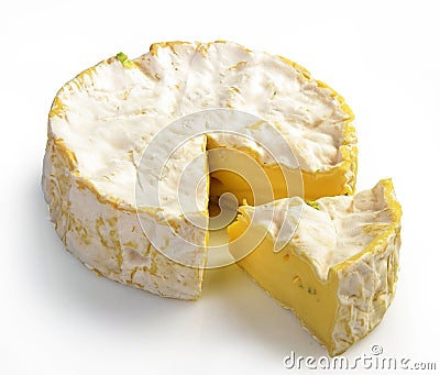 Fresh slice Camembert cheese natural Stock Photo