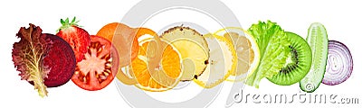 Fresh sliced of fruits and vegetables Stock Photo