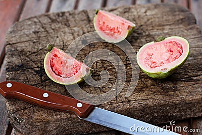 Fresh sliced guava Stock Photo