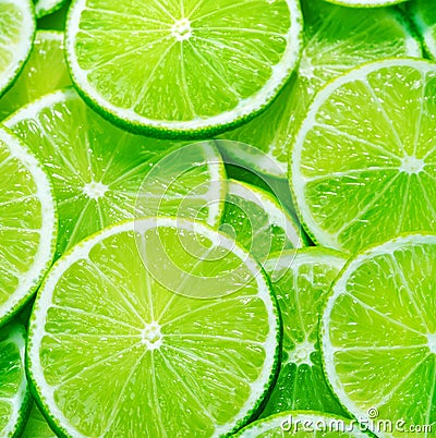 Fresh sliced limes Stock Photo