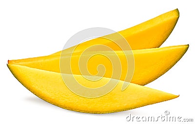 fresh sliced mango isolated on white background. exotic fruit. clipping path. Stock Photo