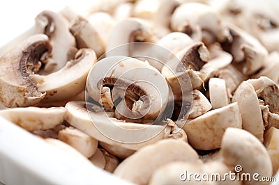 Fresh sliced mushrooms Stock Photo