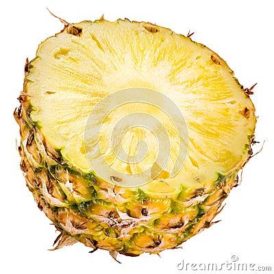 Fresh sliced pineapple. Half on white background Stock Photo