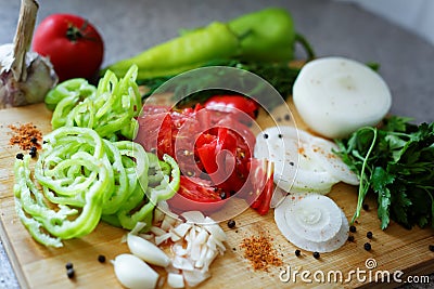 Fresh sliced vegetables Stock Photo