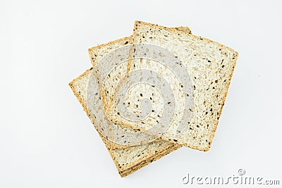 Fresh slices of wholewheat bread with various seeds and multigrain Stock Photo