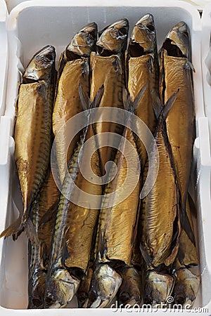 Fresh smoked mackerel Stock Photo