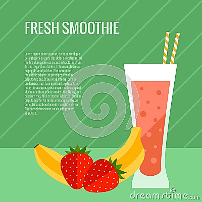 Fresh smoothie flat concept Vector Illustration