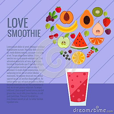 Fresh smoothie flat concept Vector Illustration