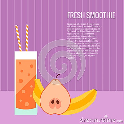 Fresh smoothie flat concept Vector Illustration