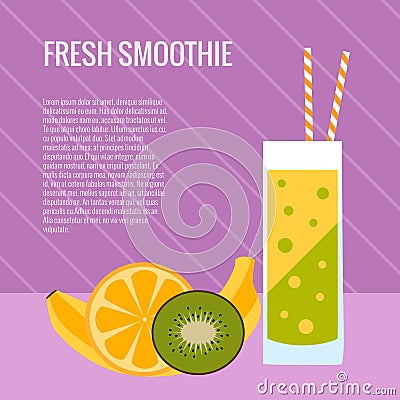 Fresh smoothie flat concept Vector Illustration