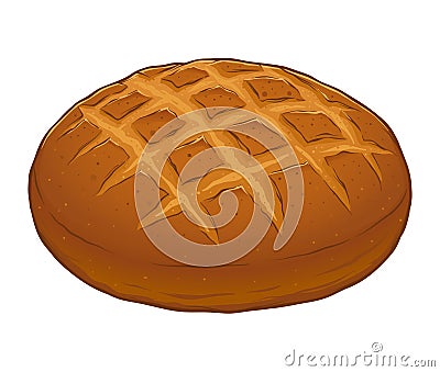 Fresh Sourdough Bread Hand Drawn Vector Illustration