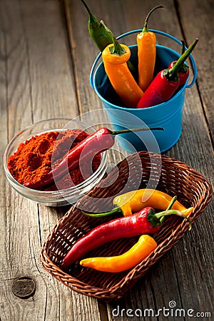 Fresh spice cayenne peppers Stock Photo