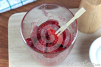 Fresh split strawberries mixed Stock Photo