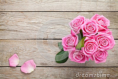 Fresh spring garden pink roses bouquet Stock Photo