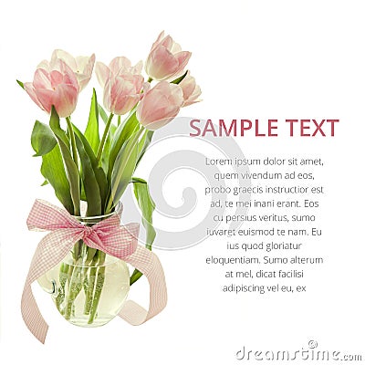 Fresh spring tulip flowers as a holiday postcard design Stock Photo