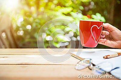 Fresh start of the day with hot tea in the morning Stock Photo