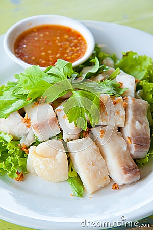 Fresh steam fish with sauce Stock Photo