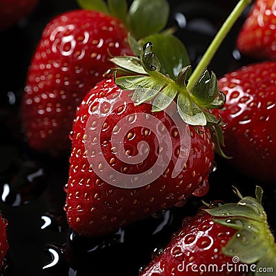 Fresh strawberries banner. Strawberry background. Close-up food photography Stock Photo