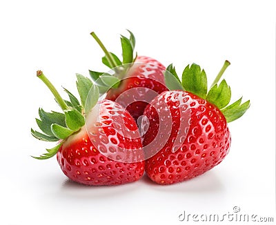 Fresh strawberries isolated on white background Stock Photo