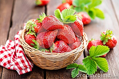 Fresh strawberry in basket Stock Photo