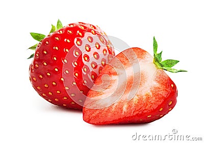 Strawberry with sliced half isolated on white background Stock Photo