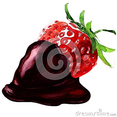 Fresh strawberry dipped in dark chocolate Stock Photo