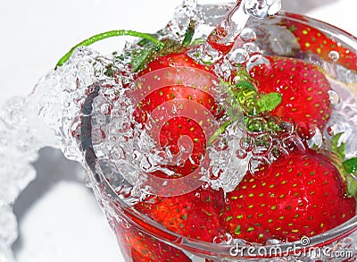 Fresh strawberry in glass Stock Photo