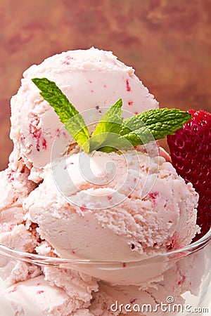 Fresh strawberry ice cream Stock Photo