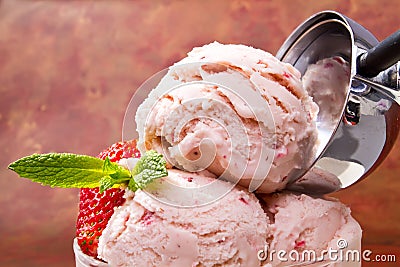 Fresh strawberry ice cream Stock Photo