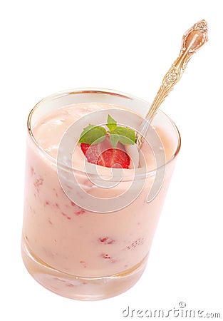 Fresh Strawberry Mousse or Yogurt Stock Photo