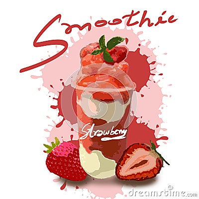 fresh strawberry smoothie for health Stock Photo