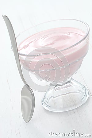 Fresh strawberry yogurt Stock Photo