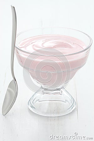 Fresh strawberry yogurt Stock Photo
