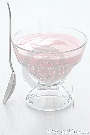 Fresh strawberry yogurt Stock Photo