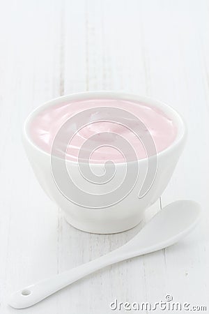 Fresh strawberry yogurt Stock Photo