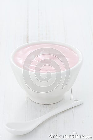 Fresh strawberry yogurt Stock Photo