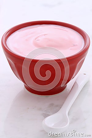 Fresh strawberry yogurt Stock Photo