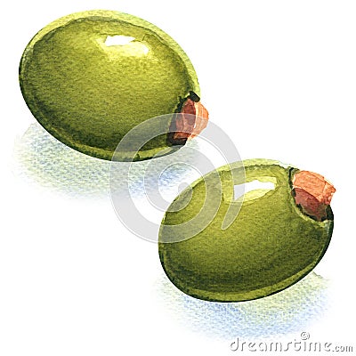 Fresh stuffed green olives Stock Photo