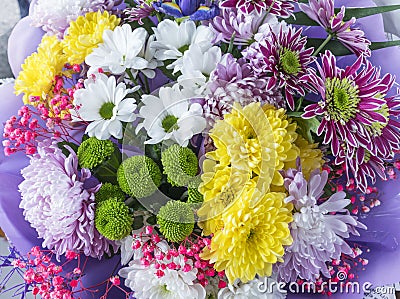 Fresh summer flower bouquet at farm market Stock Photo