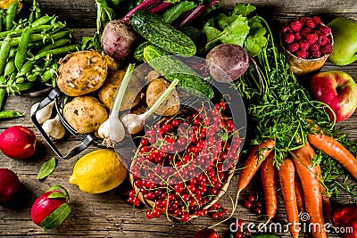 Fresh fruit, berry and vegetables Stock Photo