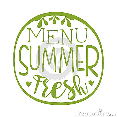 Fresh summer menu green label, vector illustration Vector Illustration