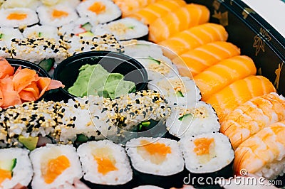 Fresh sushi rolls Stock Photo