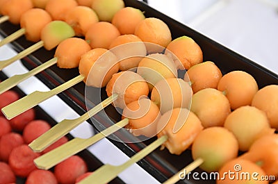 Fresh and sweet cantaloup balls Stock Photo