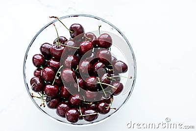 Fresh sweet cherries, juicy cherry berries fruit dessert as healthy diet background Stock Photo