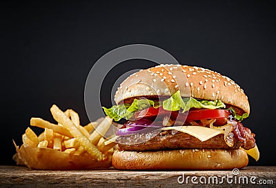 Fresh tasty burger Stock Photo